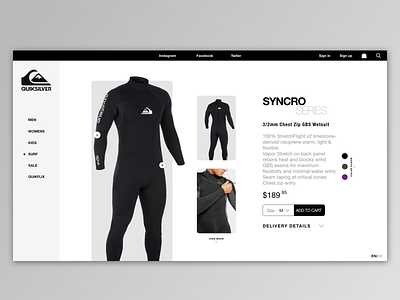 QuickSilver - Product Page Design Exploration - WEB