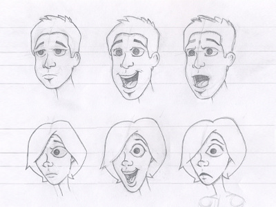 Character Sketches drawing happy illustration man pencil sad woman