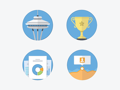 Simple Icons analytics chart flat icon report seattle space needle win