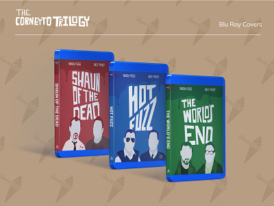 Cornetto Trilogy Blu Rays branding design graphic design illustration typography vector