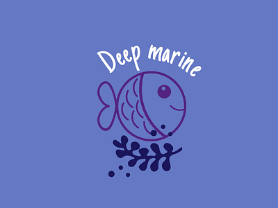 Deep Marine logo art brand brandidentity brandname corel cute design designer explore fish illustration label logo logodesign marine mark positive vibe purple sea tag