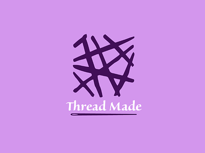 Thread Made logo art brand business card clothes design designer digital art illustration logo logodesign made making mark positive vibes purple thread yarn