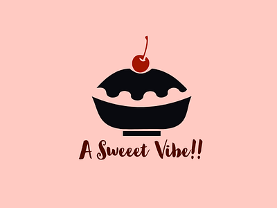 A Sweeet Vibe!! Logo art bakery black brand cake cherry design illustration lable logo logodesign make mark positive vibes red store sweet