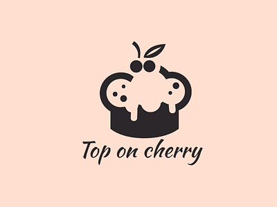 Top on cherry logo art backery cake cherry creator delicious design designer food graphics illustration logo logo design make sweet top