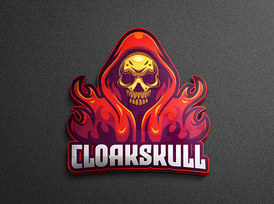 Skull in red cloak character branding character cloak design esports esports logo game game asset game character game mascot game project illustration logo logo game logo gaming mobile legends skull tshirtdesign twitch vector
