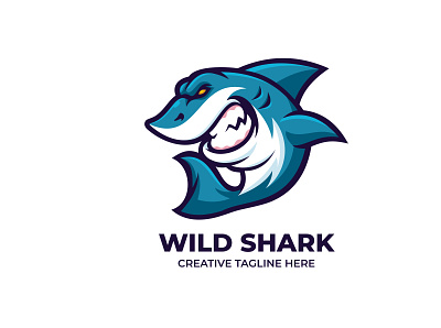 Wild Shark Mascot Logo apparel brand branding cartoon character company design esports fishing game graphic design illustration logo mascot sea shark t shirt twitch vector wild