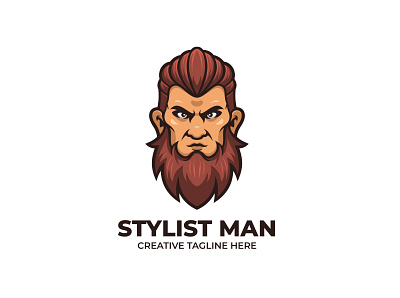 Stylist Man Mascot Logo bad boy barber beard design figure gym man manly people style stylist vector