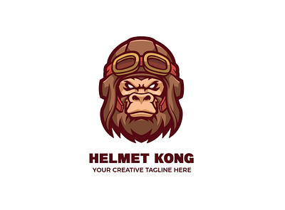 King Kong Mascot Logo animal automotive brand company cute design helmet monkey rider safety touring vector