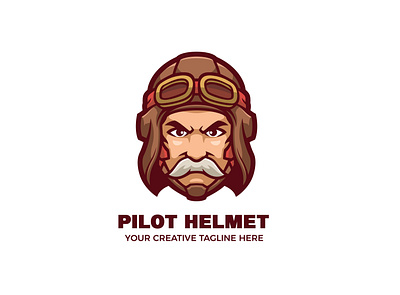 Pilot Mascot Logo aircraft army flight fly helmet man pilot plane safety sky transportation vector