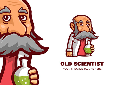 Professor Mascot Logo brand chemist chemistry company doctor genius lab professor science scientist smart vector