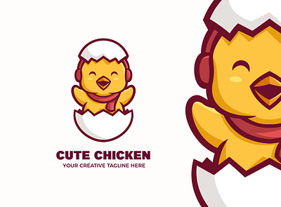 Cute Chicken Mascot Logo baby branding character chicken cute design esports game illustration logo mascot snow twitch vector
