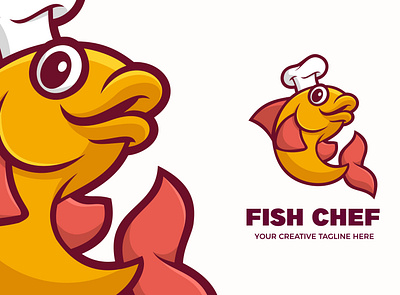 Fish Chef Mascot Logo branding character chef design esports fish game illustration logo mascot restaurant twitch vector