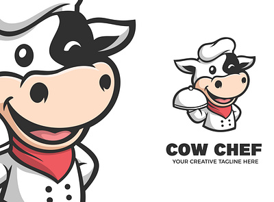 Cow Chef Mascot Logo branding character chef cow design esports food game illustration logo mascot restaurant twitch vector