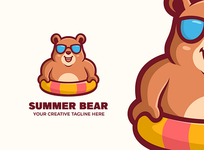Summer Bear Mascot Logo animal bear branding cartoon character design esports game illustration logo mascot summer twitch vector