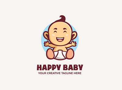 Happy Baby Mascot Logo baby baby shop baby shower branding cartoon character design esports game happy illustration logo mascot twitch vector