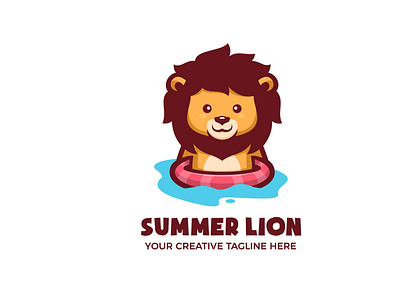 Summer Lion Mascot Logo branding cartoon character design esports game illustration lion logo mascot summer swim twitch vector