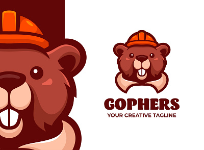 Gophers Mascot Logo animal cartoon character cute design esports funny game gopher helmet illustration logo mascot mouse rat underground vector work