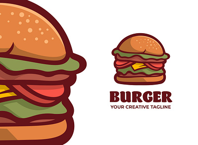 Burger Mascot Logo brand bread burger cafe cartoon character chef company design esports food funny game illustration junk food logo mascot meat vector vute