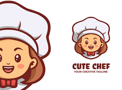 Cute Chef Mascot Logo baker branding cartoon chef company cook cute design esports food funy game girl illustration logo mascot restaurant vector women