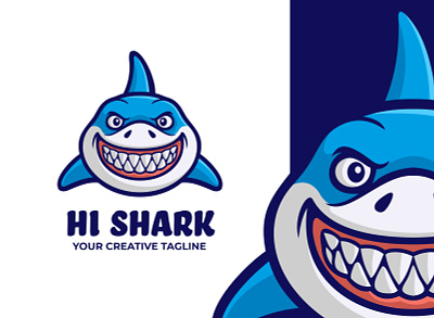 Shark Mascot Logo animal blue brand branding cartoon company cute design esports fish funny game illustration logo mascot sea shark teeth vector wave