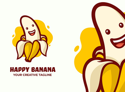Banana Mascot Logo banana brand branding cartoon character company cute design esports food fresh fruit funny game illustration logo mascot vector yellow