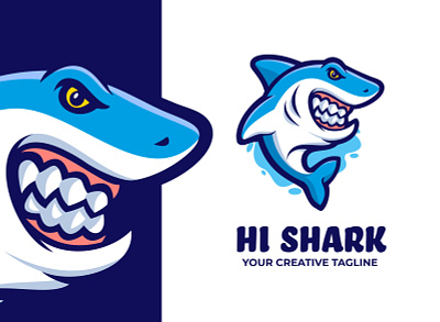 Shark Mascot Logo angry blue brand branding cartoon company cute design esports fish funny game illustration logo mascot sea shark twitch vector wave