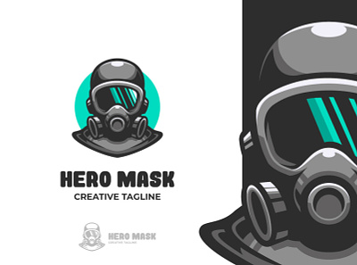 Hero Mask Mascot Logo brand branding cartoon company design dive esports fog game glasses graphic design head helmet illustration logo mascot mask sea twitch vector