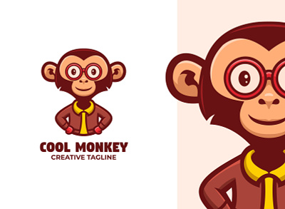 Monkey Mascot Logo animal branding cartoon college cute design esports funny game illustration logo mammal mascot monkey school smart study twitch vector zoo
