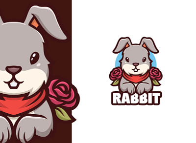 Rabbit Mascot Logo animal branding bunny cartoon cute design esports flower funny game illustration logo mascot ornament pet rabbit twitch ui ux vector