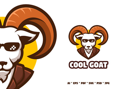 Goat Mascot Logo brand branding cartoon company design esports game gangster goat graphic design horn illustration logo mafia mascot sheep twitch ui ux vector