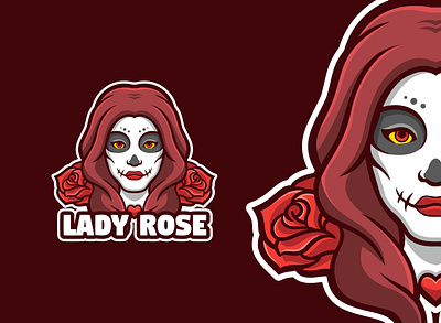 Lady Rose Mascot Logo branding cartoon clown design esports game horror illustration lady logo mascot rose scary twitch ui ux vector women