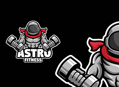 Fitness Mascot Logo astronaut astronomy branding cartoon design esports fittness game gym illustration logo mascot sport twitch ui ux vector weightlifting