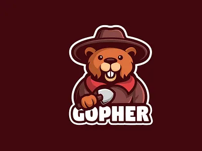 Gopher Mascot Logo branding cartoon company cute design esports funny game gopher hat illustration logo mascot mouse rat twitch ui ux vector work