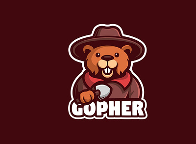 Gopher Mascot Logo branding cartoon company cute design esports funny game gopher hat illustration logo mascot mouse rat twitch ui ux vector work