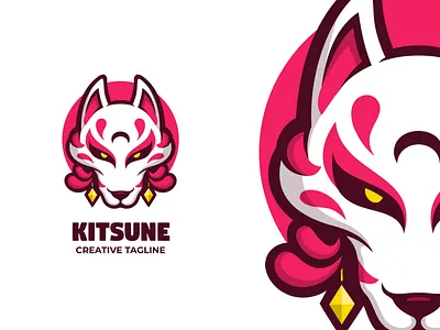 Kitsune Mascot Logo anbu branding cartoon cat character company design esports game graphic illustration japan japanese kitsune logo mascot twitch ui ux vector