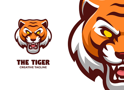 The Tiger Mascot Logo animal branding cartoon character design esports game graphic design head illustration logo mascot scary tiger twitch ui ux vector wild zoo