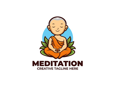 Meditation Mascot Logo branding cartoon character consentration culture design esports faith game illustration logo mascot meditation monk shaolin twitch ui ux vector yoga