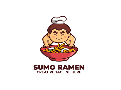 Sumo Ramen Mascot Logo branding cartoon character design eat esports food game illustration japan japanese logo mascot ramen restaurant sumo twitch ui ux vector