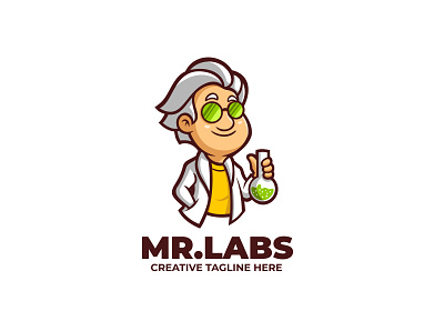 Mr.Labs Mascot Logo alchemist bramd branding cartoon character chemistry company design esports game illustration labs logo mascot science scientist twitch ui ux vector