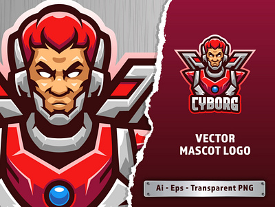 Cyborg Mascot Logo branding cartoon character cyborg design esports fight game gundam head hero illustration logo mascot people robo twitch ui ux vector