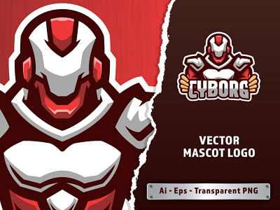Cyborg Mascot Logo brand branding cartoon character company cyborg design esports fight fighter game hero illustration logo mascot robo twitch ui ux vector