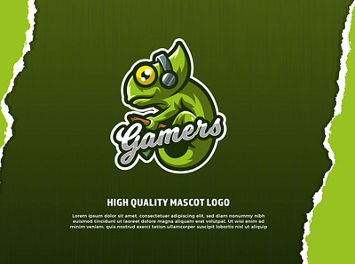 Chameleon Gamers Mascot Logo animal branding cartoon chameleon character console cute design esports game gamers green iguana illustration logo mascot twitch ui ux vector