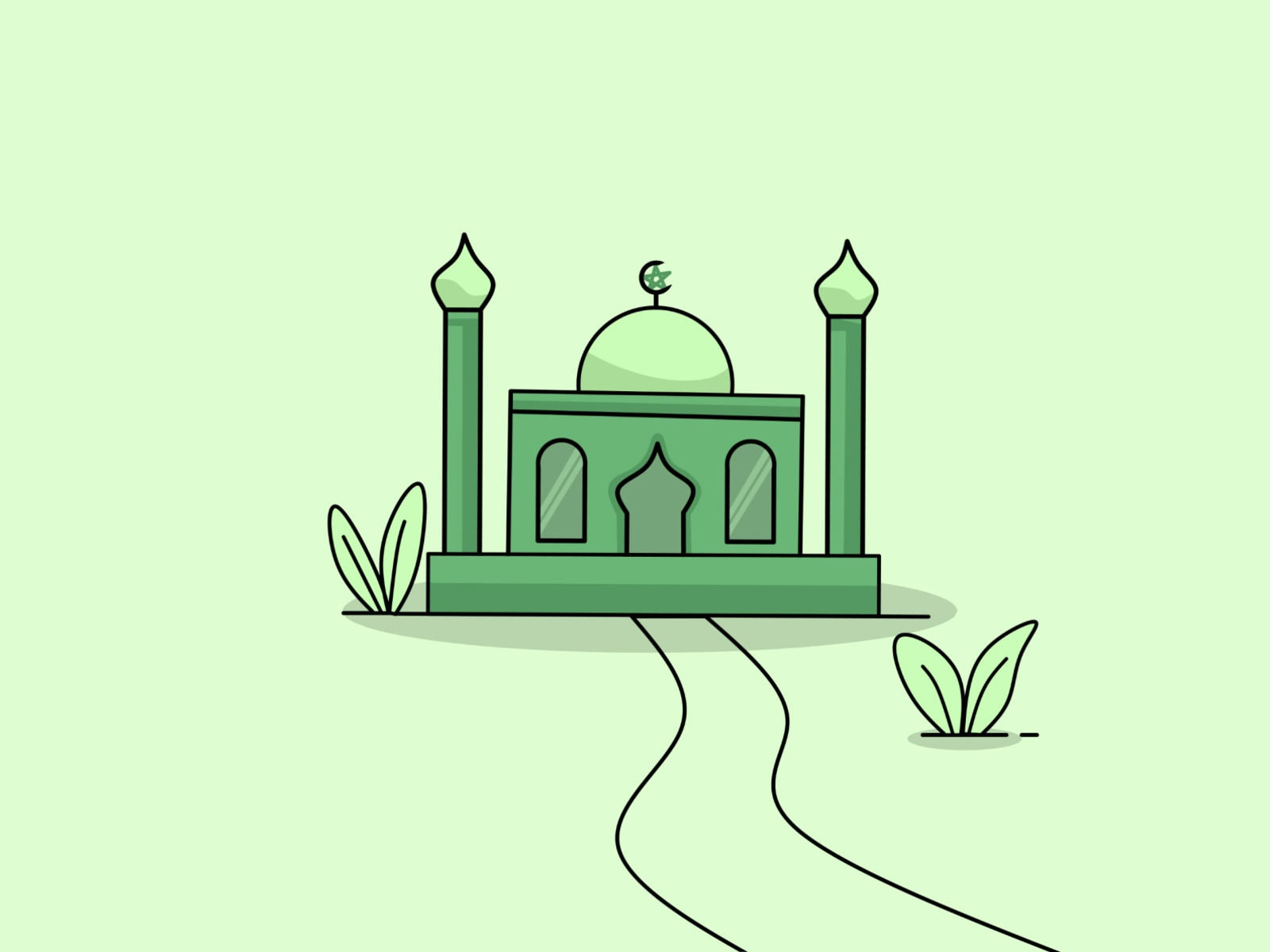 Mosque Vector Illustration, Cute and Trendy Mosque with Green and Peach  Color Design. Stock Vector - Illustr… | Mosque vector, Vector illustration,  Paper cut design
