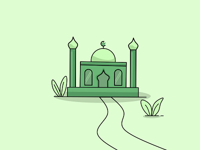 A mosque, line art style animation art branding design flat icon illustration illustrator minimal vector