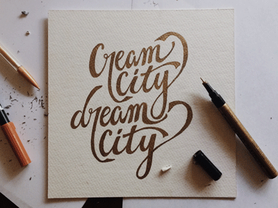 Cream city, dream city design gold graphic handlettering ink lettering milwaukee pen type typography