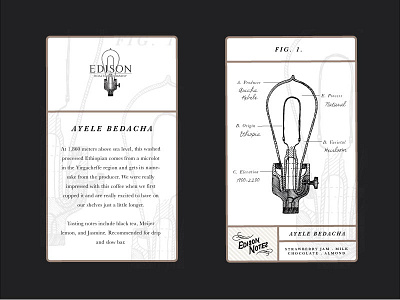 Edison Notes blueprint bulb chart coffee illustration lightbulb line art packaging