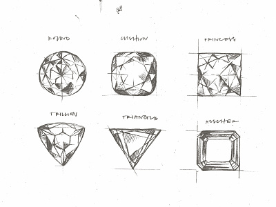 Stone Shapes diamonds gems illustration print sketch stones