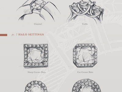 Design Guide diamond gems halo illustration jewelry sketch stones