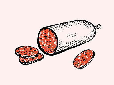salami illustration meat series sketch