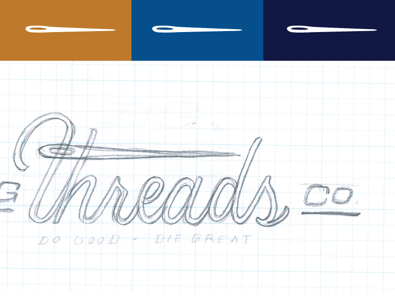 DG Threads lettering logo needle sketch thread